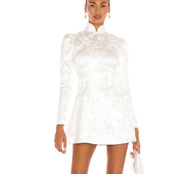 SAU LEE Joyce Dress Champagne Floral Mandarin Asian Qipao Chinese Cheongsam US 4 - Picture 5 of 13